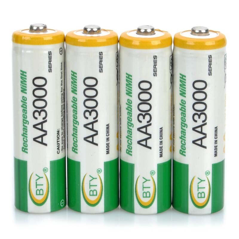 4 Stks/partij Bty Oplaadbare 1.2V 3000Mah Ni-Mh Aa Batterijen Nimh Aa Batterij Voor Zaklampen, speelgoed En Elektronische Apparaten