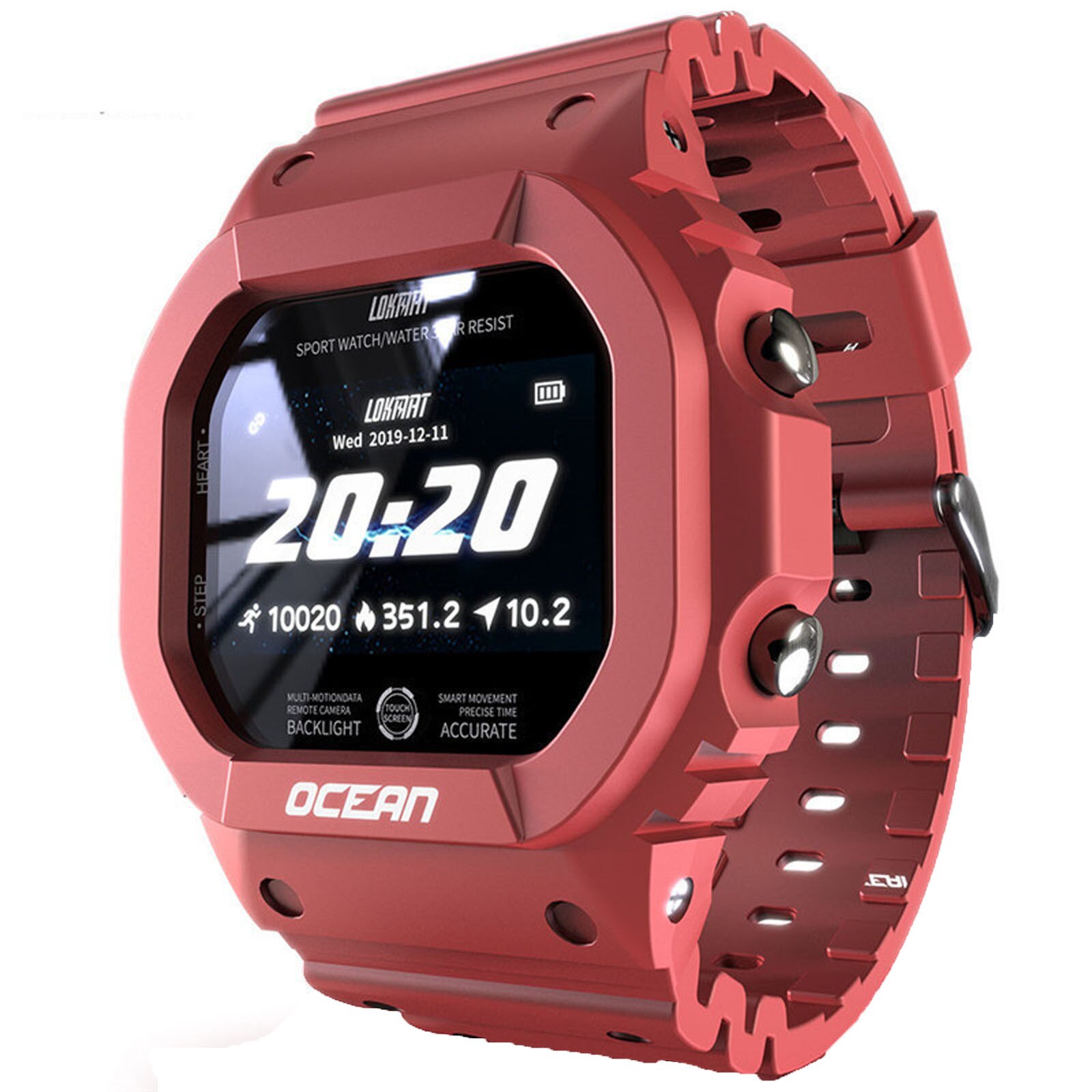 Slimme Horloge Ondersteuning Tf-kaart Sim Sport Bluetooth Horloge Waterdicht En Magnetische Sport Horloge Voor Android Mobiele Telefoon: Red