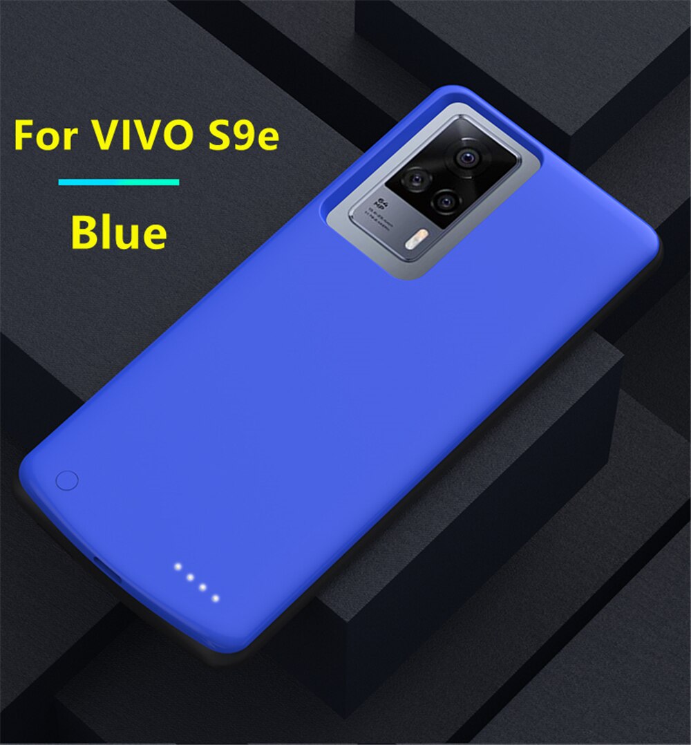 Siliconen Acculader Gevallen Voor Vivo S9e 5G Batterij Case 6800Mah Backup Powerbank Opladen Cover Voor Vivo S9 power Bank Case: S9e Blue