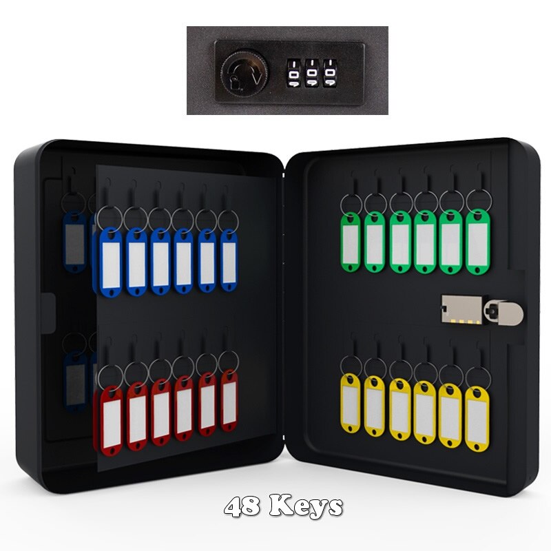 Multi Sleutels Veilig Opbergdoos Combinatie/Key Lock Spare Autosleutels Organizer Box Voor Home Office Factory Winkel gebruik: 48keys-Black-Code