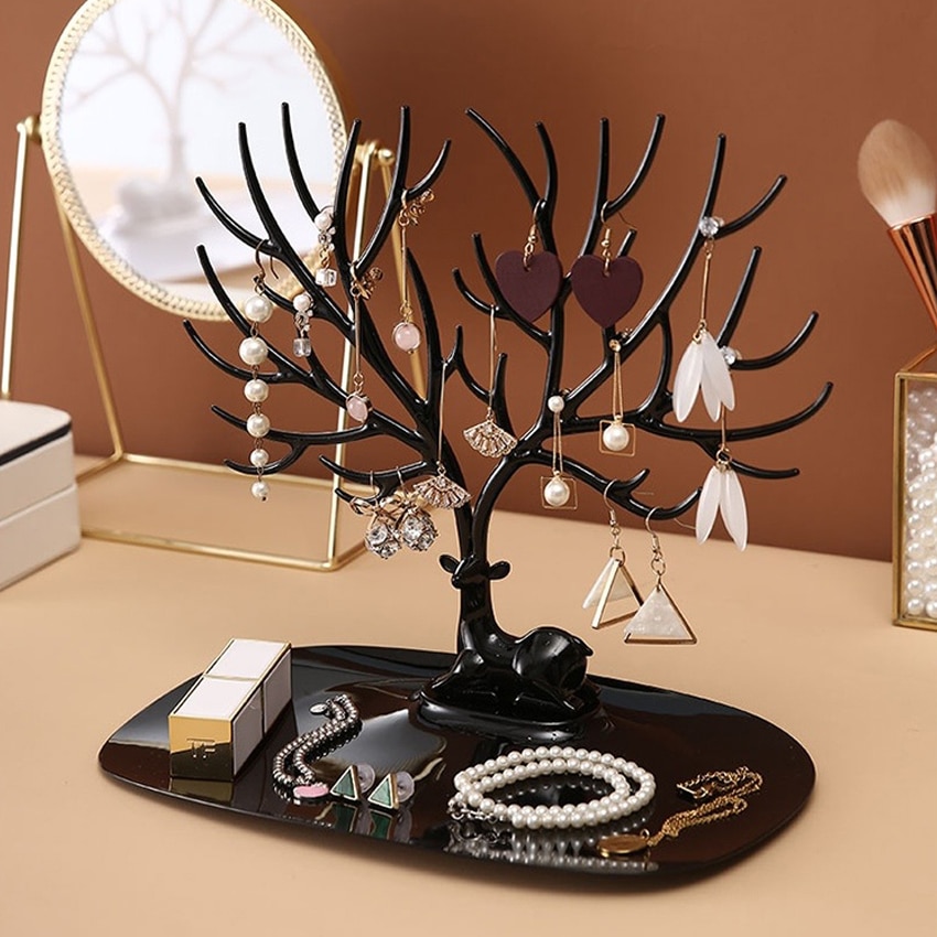 Soporte de exhibición de ciervos, joyería, colgante, pendientes, collar, soporte de exhibición, bandeja de almacenamiento, soporte organizador de joyas, para novia