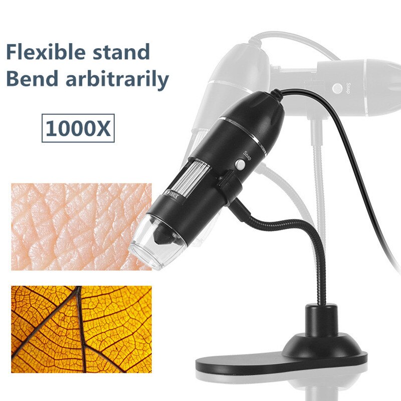 Adjustable 1000X/1600X USB digital microscope camera 3 in 1 electron microscope with 8LED light zoom magnifying glass