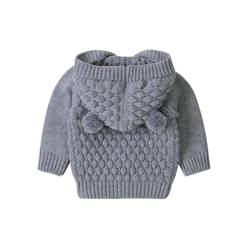 Acryl Meisjes Leuke Effen Jas Baby Bovenkleding Baby Jongens Lange Mouw Hooded Sweater Pluche Bal Comfortabel Bovenkleding