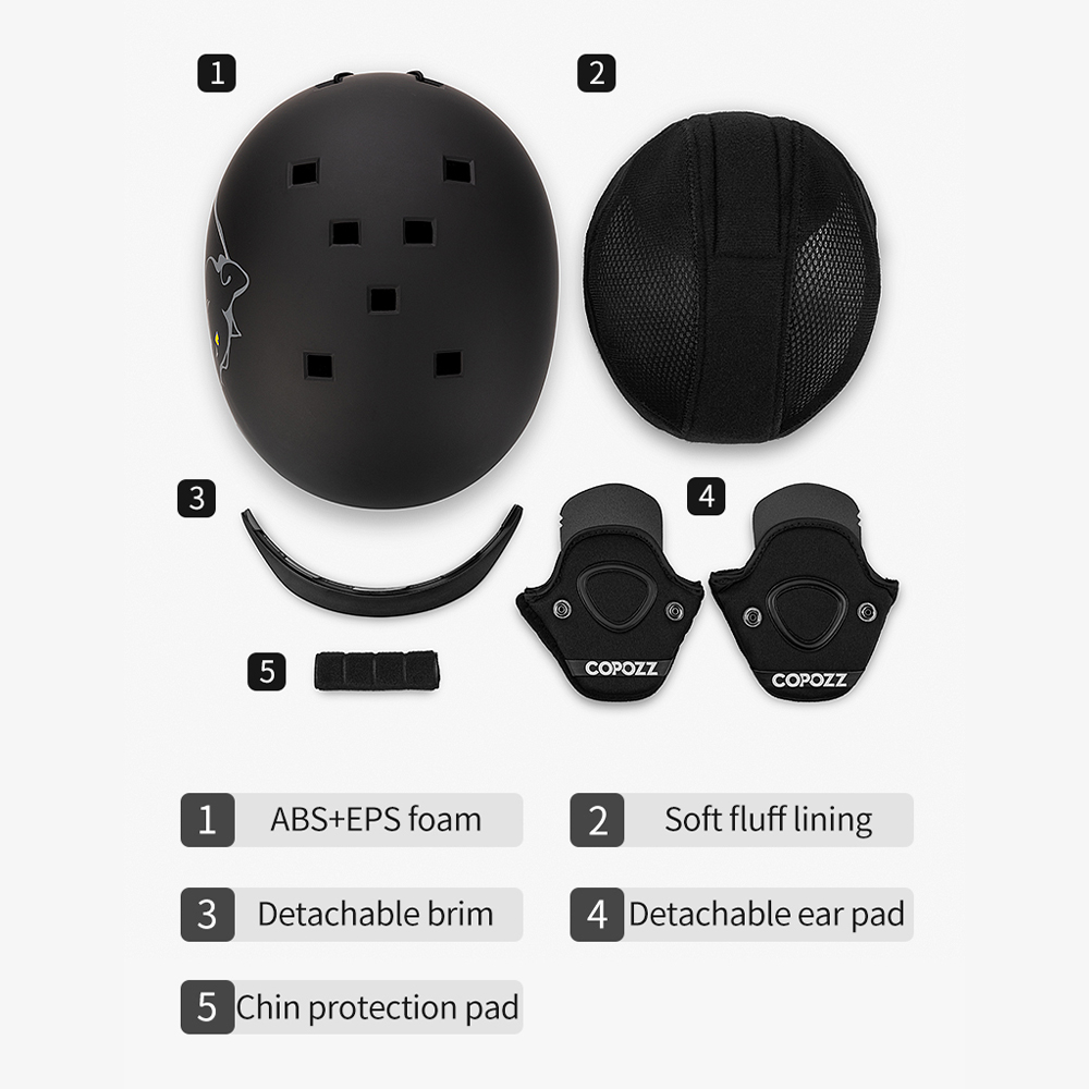 COPOZZ casco de esquí dibujos animados medio cubierto casco de seguridad antiimpacto ciclismo esquí Snowboard casco deportivo para adultos y niños