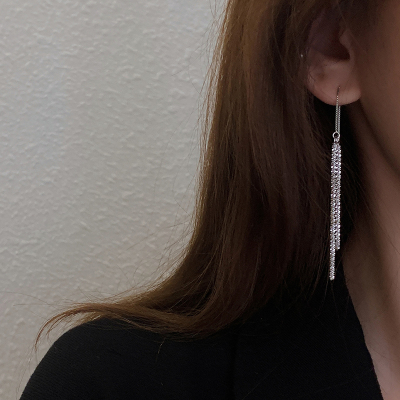 2022 Populaire Zilveren Kleur Fonkelende Sleutelbeen Keten Ketting Voor Vrouwen Wedding Party Verjaardag Kraag Sieraden: Earrings
