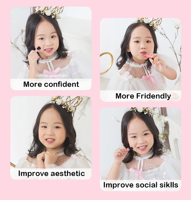 Speelse make-upset voor kinderen, veilig, afwasbaar, niet-giftig, roze make-updoos, cosmetica voor kinderen, speelgoed voor meisjes