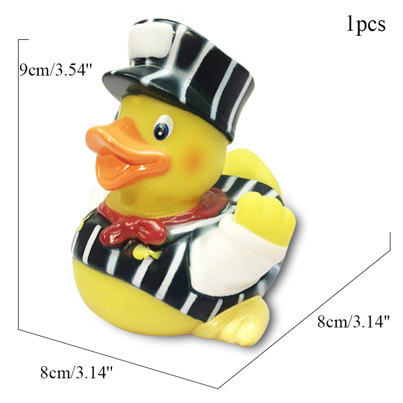 ESALINK Rubber Duck Style Spoof Duck Red Hockey Rhubarb Duck Black Hat Toy Duck Children Toy Duck: YN148-1pcs