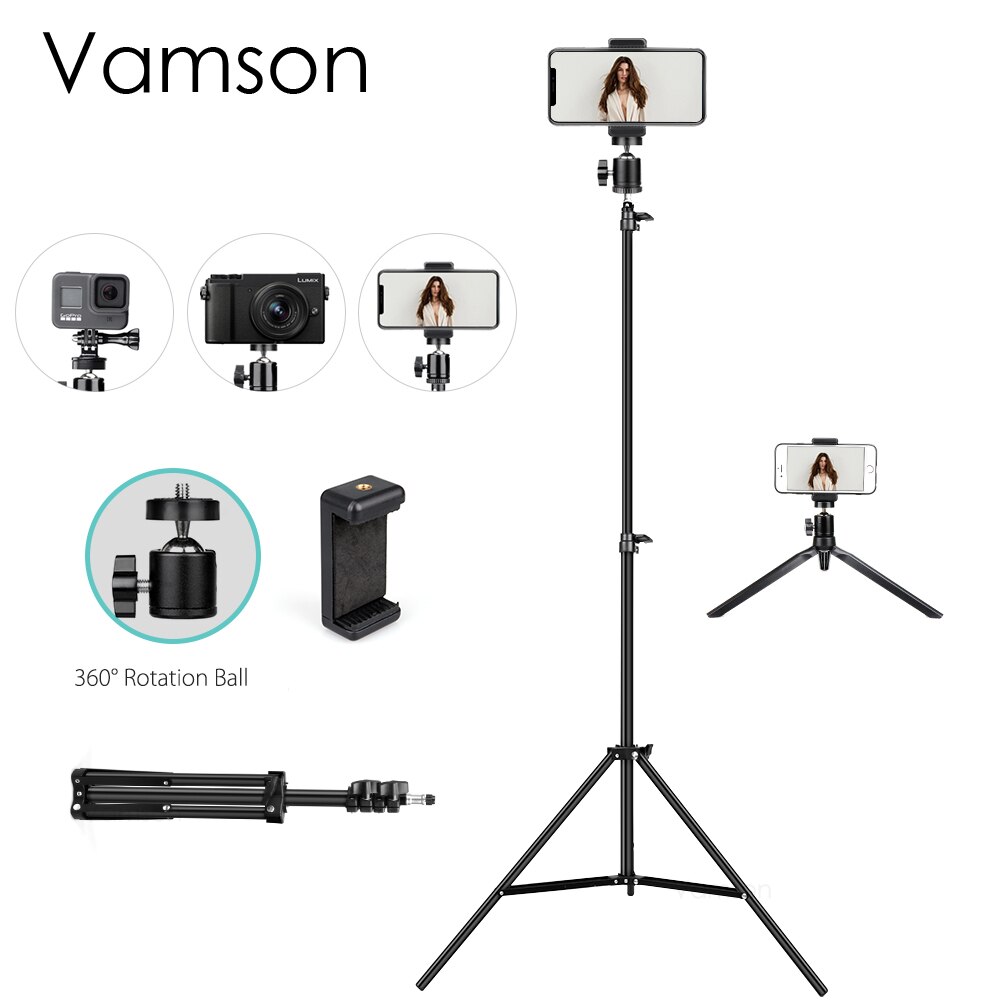 Trípode de Selfie Vamson con bola giratoria extensible de 360 ° con soporte para teléfono y teléfono Android Selfie foto video VLS02A