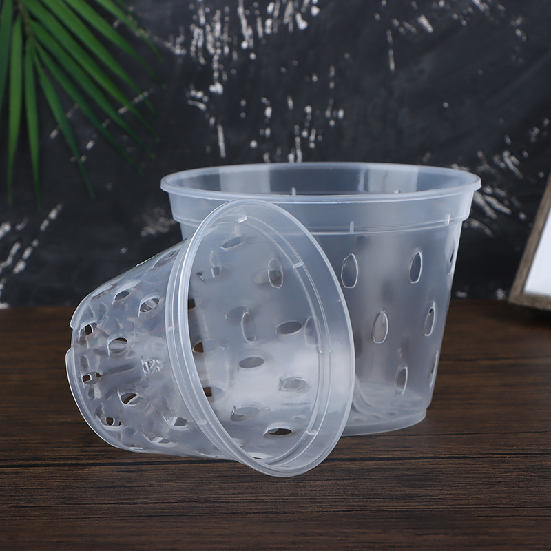 1Pc Bloempot Tuinplanter Drainagepotten Met Gaten Transparante Orchideeënmanden Plastic Ademende Bloempotten Accessoires