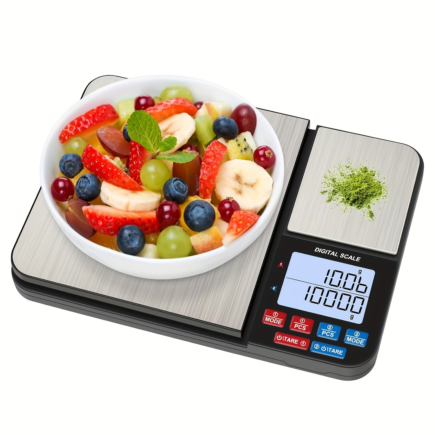 1-delige grote digitale keukenweegschaal met dubbel platform, twee accuracies 0,01 g/0,001 oz en 0,1 g/0,01 oz, maximale capaciteit 5 kg/11 lb