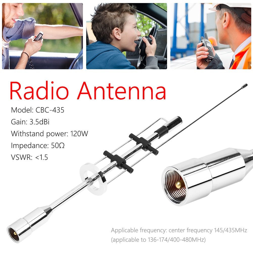 Antenne double bande CBC-435 UHF VHF 145/435MHz, pièces de voiture d'extérieur décoration pour Radio Mobile, connecteur PL-259