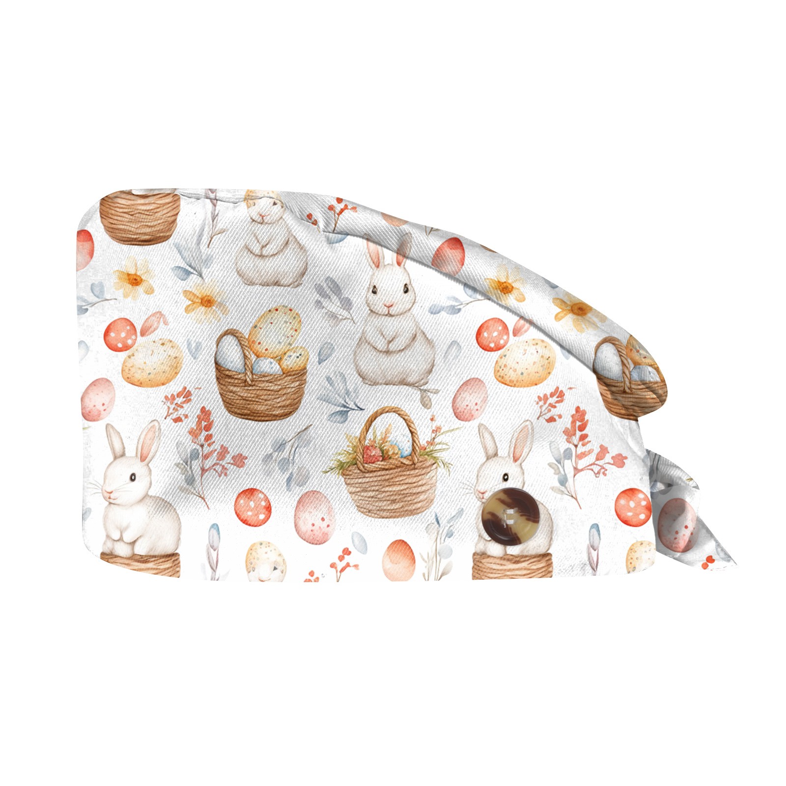 Gorros exfoliantes de Pascua con estampado de huevos y conejos, gorro de enfermera, gorro de trabajo para agencia de mascotas, accesorios para enfermeras, suministros de Pascua, gorro clínicos: Caqui
