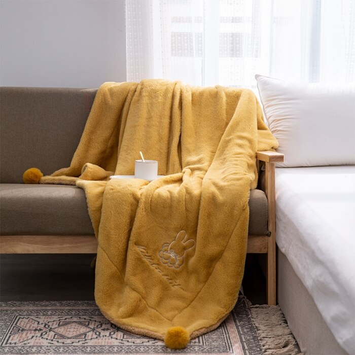 Volwassen Deken Sprei Plaid Op Het Bed Winter Dekens Voor Banken Decoratieve Flanel Soft Cozy Laken Thuis Textiel: Yellow / 150x200cm