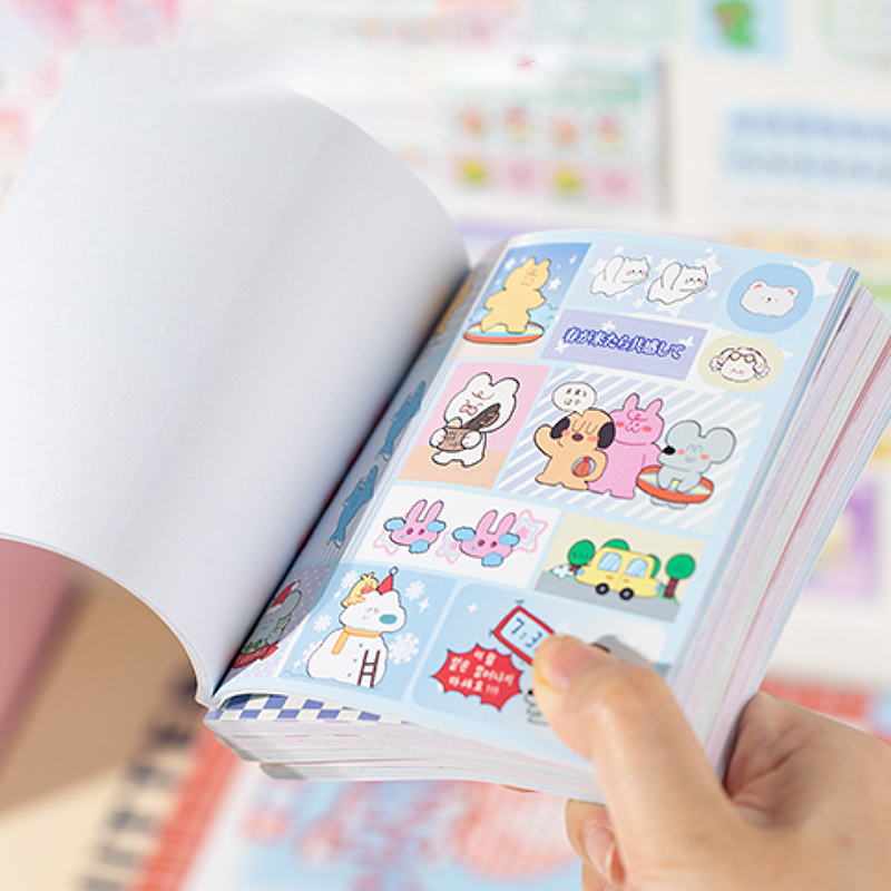 Mr. Paper, mini pegatinas lindas de animales de dibujos animados, álbum de recortes, funda de teléfono, decoración de diario, pegatinas de suministros de papelería, 20 hojas/libro