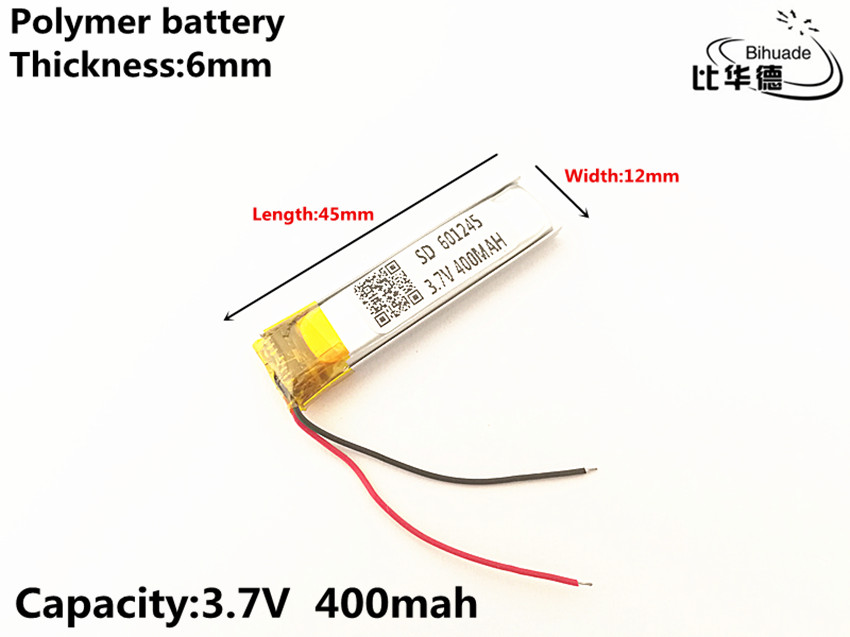 Batería de polímero de iones de litio para juguete, cargador portátil de 3,7 V,400mAH,601245, mp3,mp4, 1 unids/lote