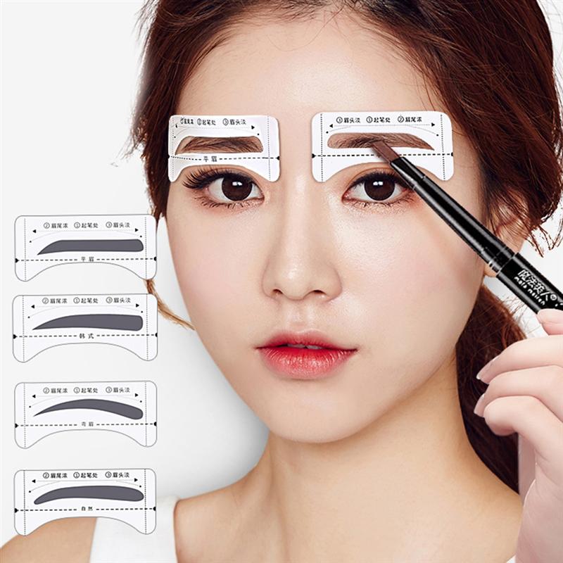 10Pcs Eyebrow Stencils Adhesive Eye Brow Grooming Shaping Templates DIY Makeup Beauty Tools
