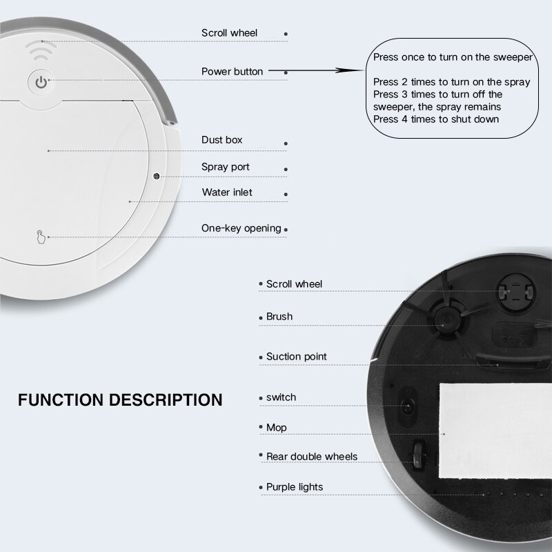 Intelligence UV Lamp Disinfection Robot Vacuum Cleaner Suction Wet Mopping 50 Mins Washing Robot Vacuum Cleaner Aspiradora Robot