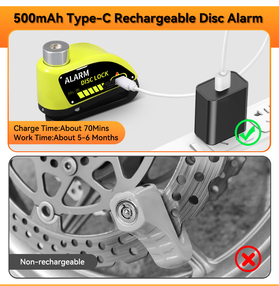 Extractme Motorrad Alarm Scheibenbremse Schloss 120dB Fahrrad Rad Disk Vorhängeschloss Sicherheit Diebstahlsicherung Rolle Alarma Motocicleta