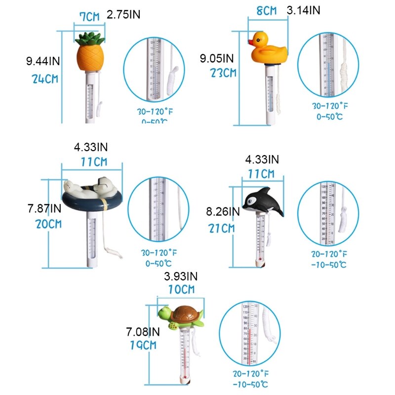 Cute Animal Shaped Floating Buoy Swimming Pool Thermometer SPA Tub Bath 124D