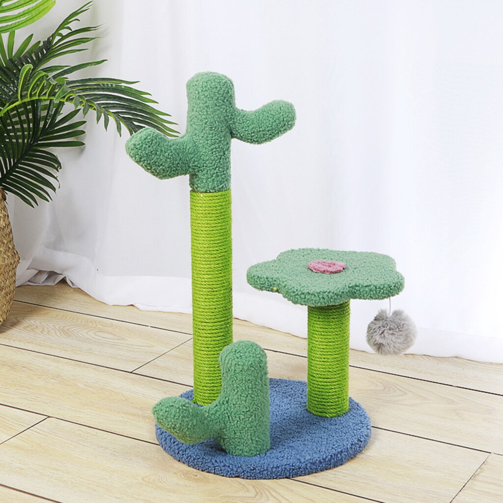 Cactus Cat Tree Scratching Post Kitten Climbing Frame Scratcher Toy