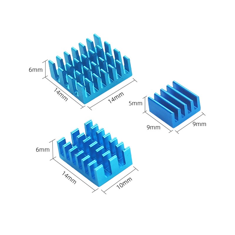 3pcs Raspberry Pi 4 Heat Sink Aluminum Heatsink Raspberry Pi 4B Radiator Cooling Kit Cooler for Raspberry Pi 4 Model B: Blue