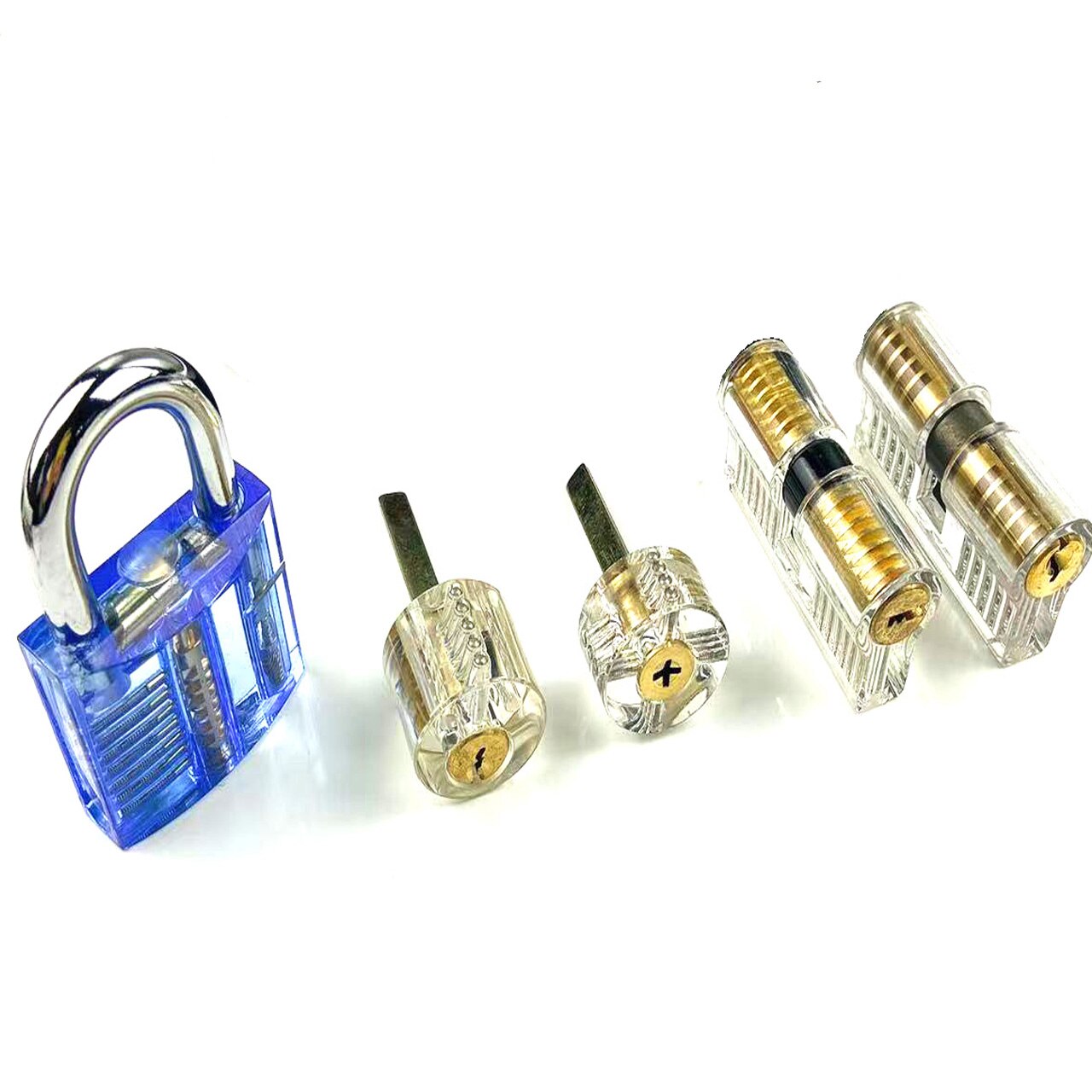 Transparent Lock Combination with Keys,9pcs Locksmith Lock Family,7pcs Lock Traning Set,5pcs Economic Lock for Picking: 5pcs Locks