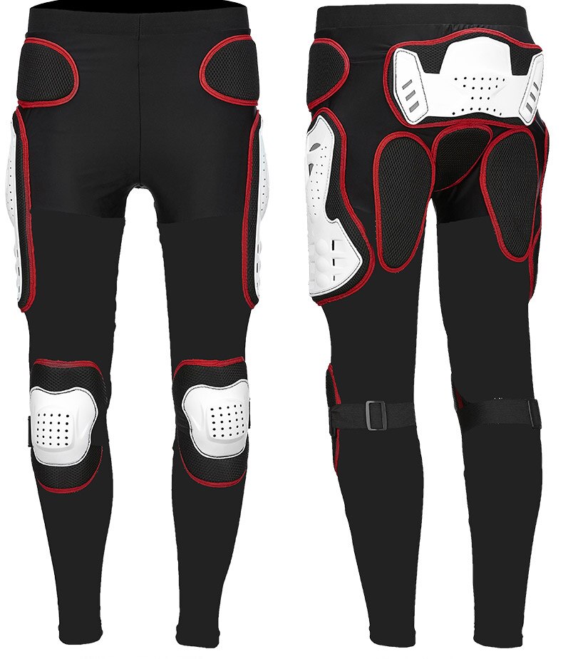 Motorcykel armor byxor nät elastiskt tyg andas knä höft benskydd motocross armor byxor: Röd / Xl
