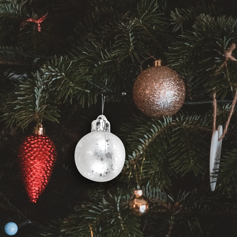 49Pcs Kerstboom Decor Bal Snuisterij Opknoping Xmas Party Ornamenten Decoratie Kerstboom Hangers Voor Thuis Zilver Wit