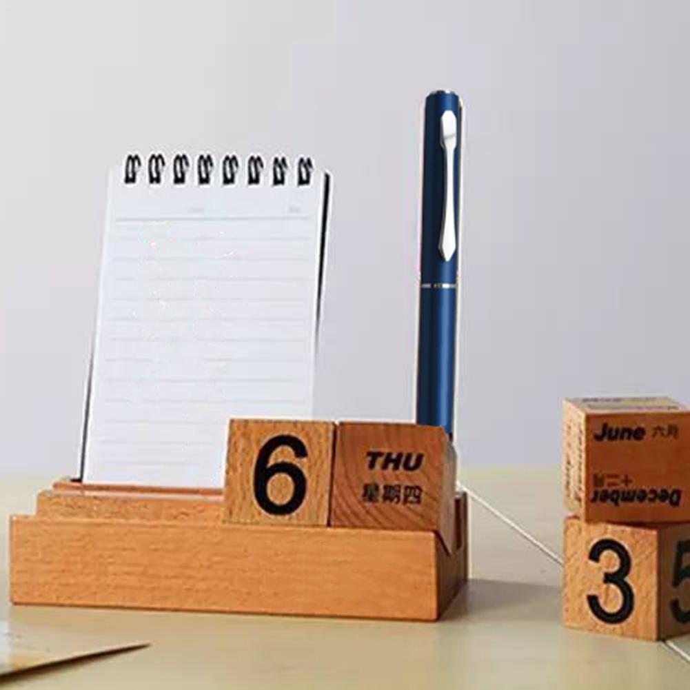 Wooden Perpetual Calendar Calendar Simple Home Desktop Study Desk Wooden Calendar Blocks Ornaments