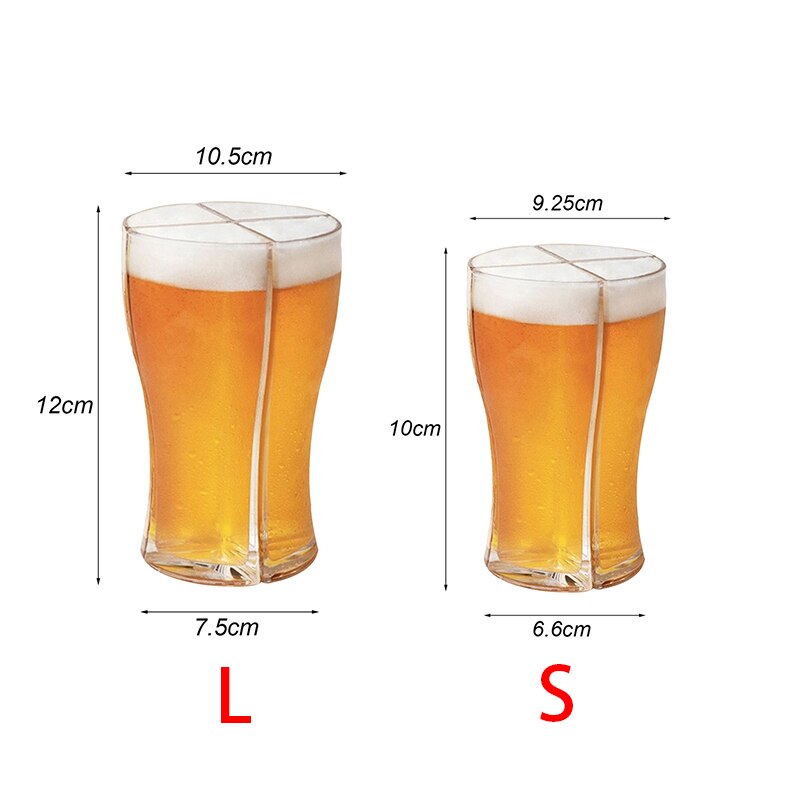 Separable 4 Part Large Capacity Thick Beer Mug Home Glass Beer Mug Cup Unbreakable Glass Transparent for Club Bar Party Tool: S