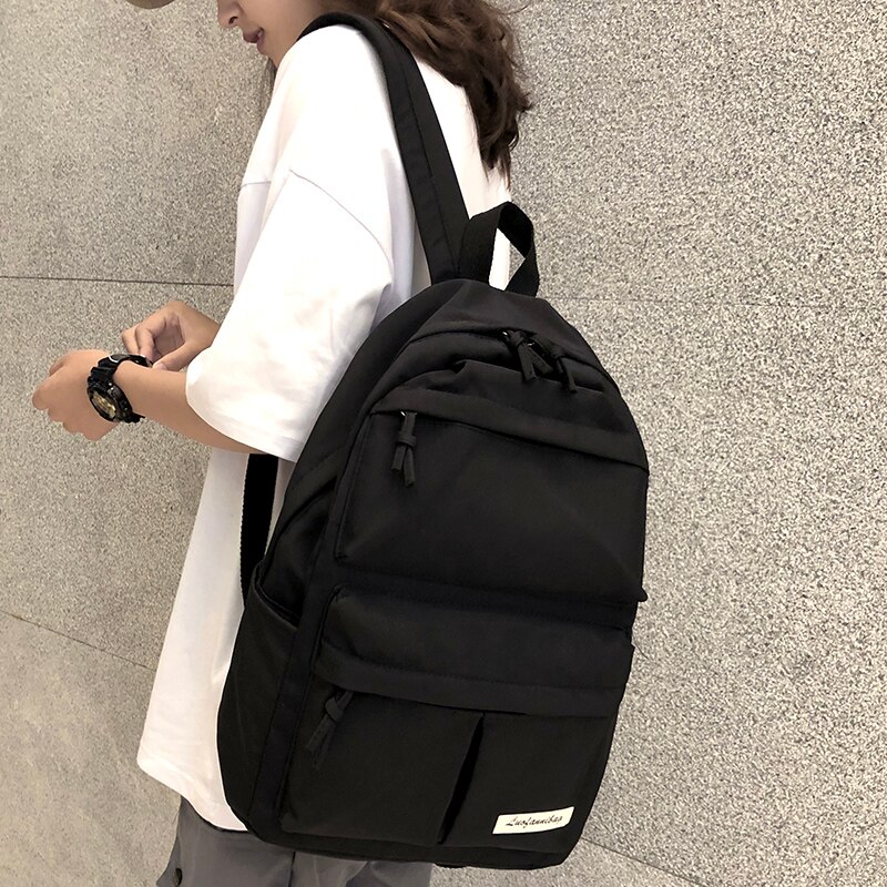 Student Female Multi Pocket Backpacks Cute Nylon Women School Bags Girl Backpack Kawaii Travel Book Bag Teenage