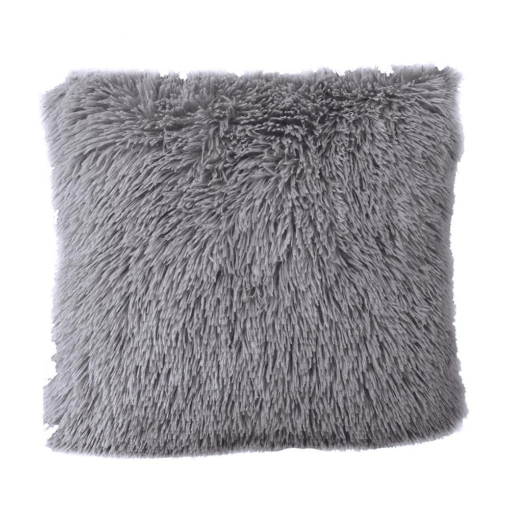 Coussin moelleux couverture douce taie d'oreiller jeter maison lit canapé voiture décoration fausse fourrure peluche housse de coussin canapé décor 43*43 cm: YELLOW