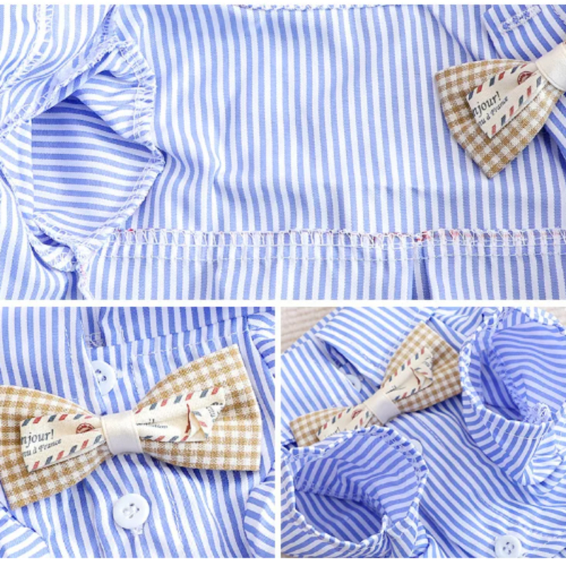 Huisdier Hond Kleding Strik Gestreepte Shirts Dunne Zomer Blauwe Mode Chihuahua Streep Shirt Voor Kleine Honden Kleding
