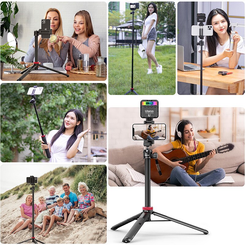 Ulanzi-trípode extensible de MT-44 para cámara DSLR, trípodes de Vlog con zapata fría, soporte de montaje de teléfono para micrófono, luz LED