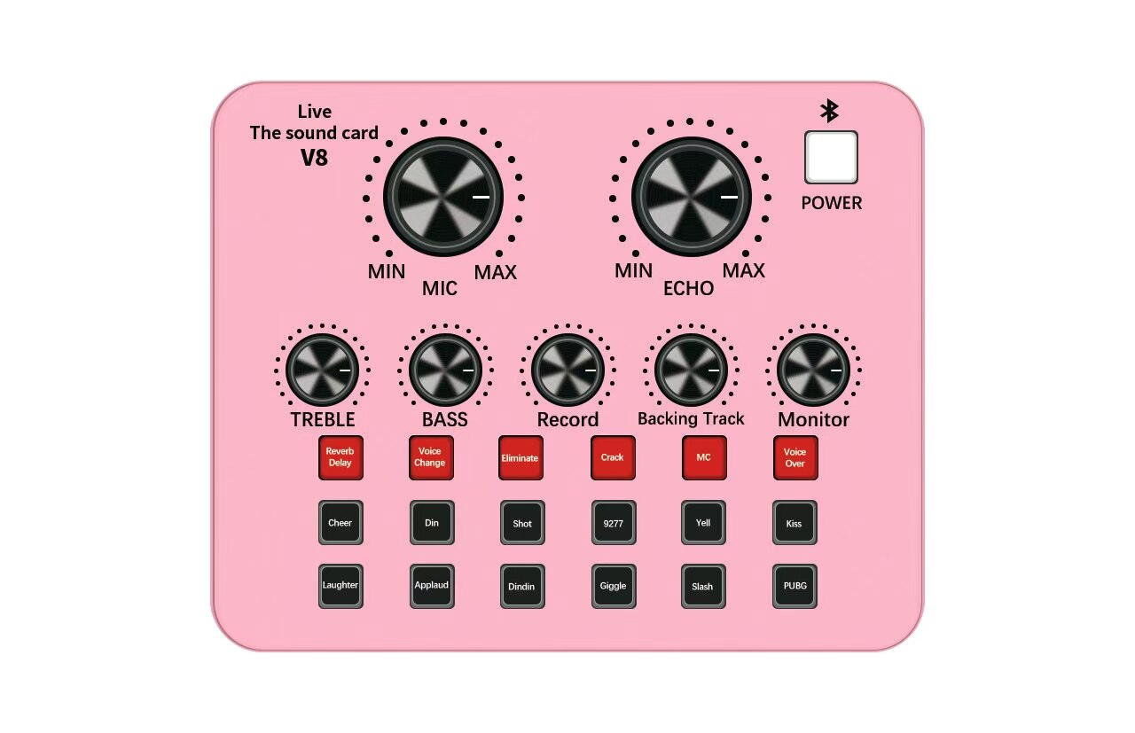 live sound card online live video entertainment for PC mobile phone Android OS external sound card V8 Blue Pink