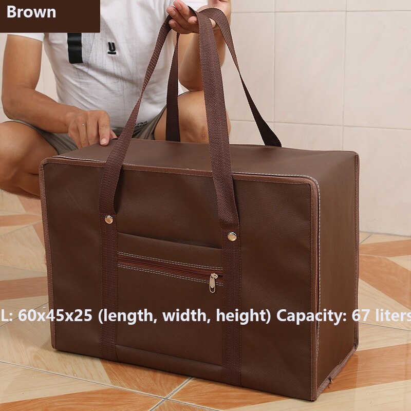 Extra Large Waterproof Thickening Moving Bag Oxford Woven Bag Large Capacity Luggage Bag Pack Aviation bag: brown  L