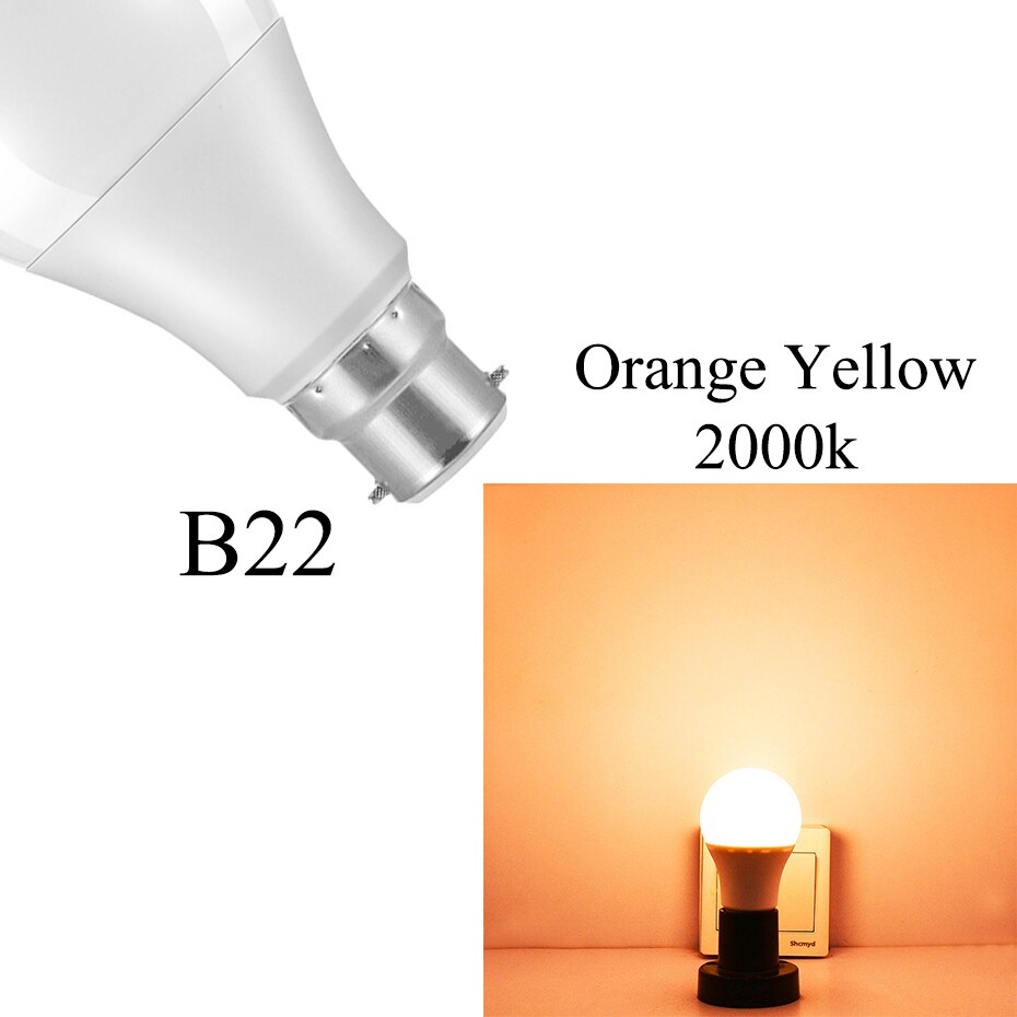 LED Dusk to Dawn Light Bulb 10W 15W E27 B22 Smart Light Sensor Bulbs AC85-265V Automatic Indoor/Outdoor Lighting Lamp for Porch: B22 Orange Yellow / 10W