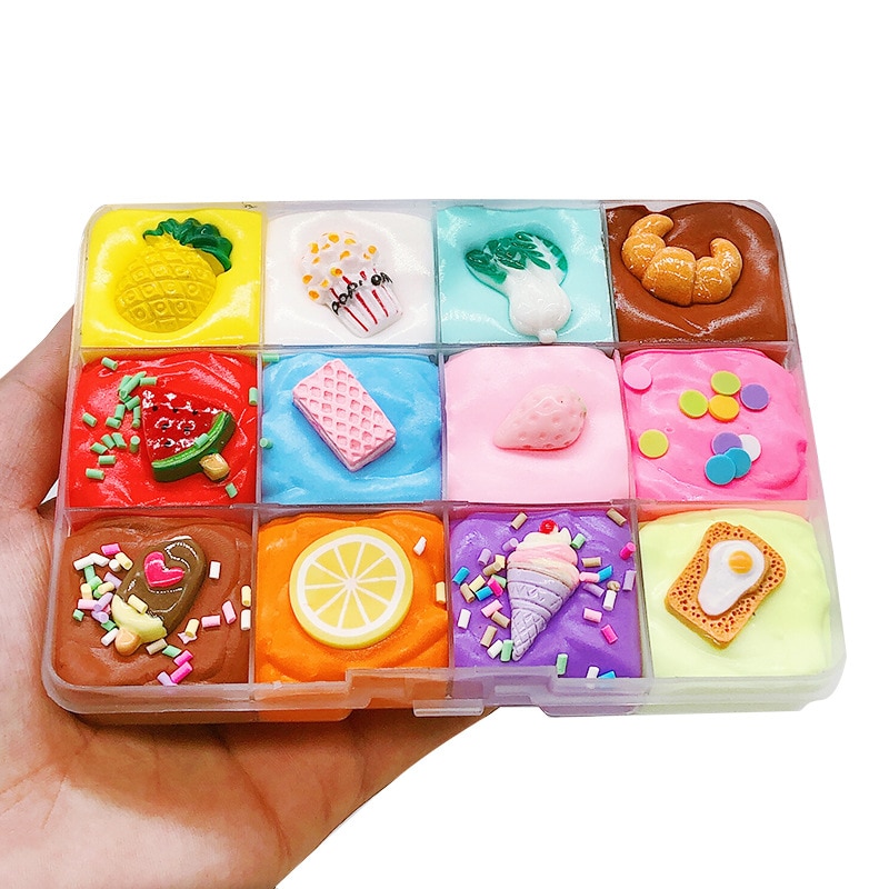 Fruitschaal, zachte slijm, doe-het-zelf klei speelgoed, puff lijm, charme voor gekleurde klei, speelklei speelgoed, kind, handklei voor kinderen
