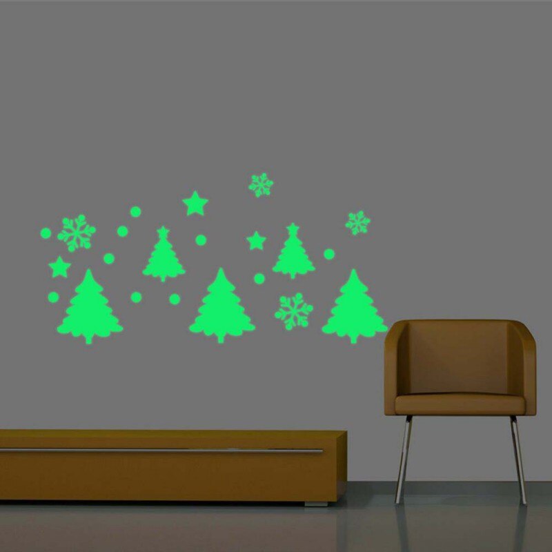 Creatieve Kerstboom Sneeuwvlok Lichtgevende Muursticker Home Winkelcentrum Raamdecoratie Sticker # j