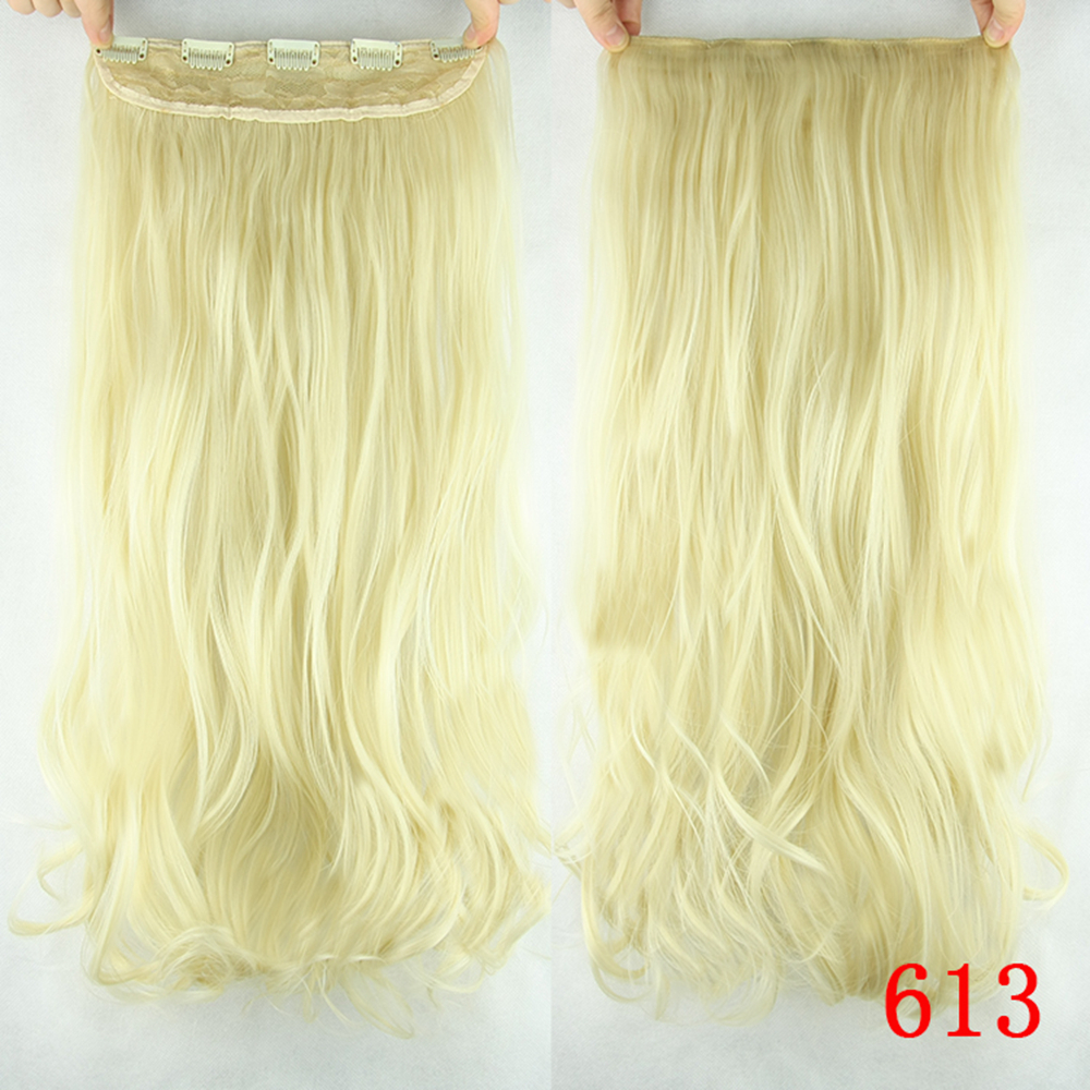 Soowee 60cm Lange Synthetische Haar Clip In Hair Extension Hittebestendige Haarstukje Natuurlijke Golvend Haar Stuk: 613
