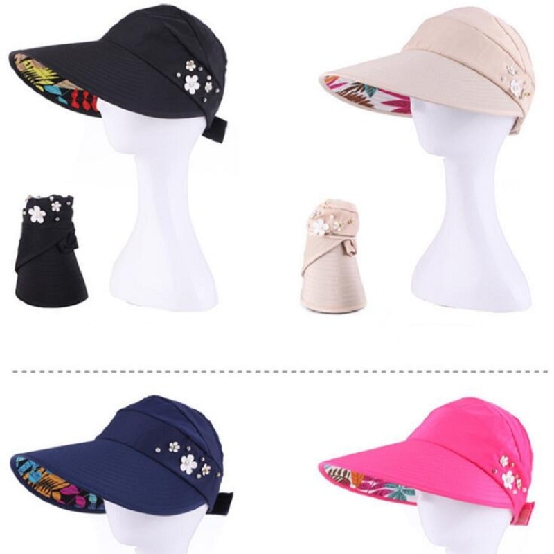 Sol hatte til kvinder visir hat fiskeri strand hat uv beskyttelse cap afslappet udendørs kvinders forår sommer cap hestehale bred kant hat