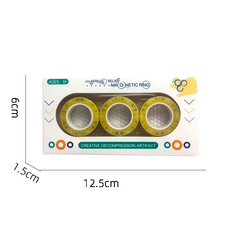 3Pcs Anti-stress Magnetic Rings Magnetic Bracelet Ring Unzip Toy Magic Ring Props Tools Decompression Toys Finger Rings Toy: WHITE