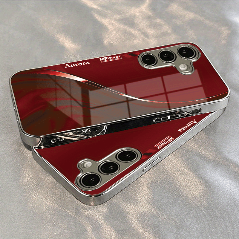 Patroonontwerp schokbestendige glazen hoes met verzilverde telefoonhoes voor Galaxy S26, S25, S24, FE, S23, S22, S21, S20, Ultra, Plus
