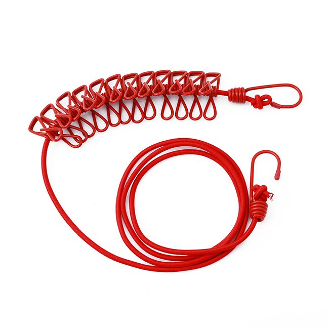 Elastic Washing Line With 12 Clips Travel Portable Retractable Clothesline Home Socks Underwear Clothes Hanger Rack Clothesline: Red