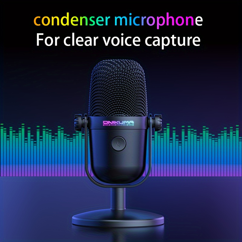 Onikuma M830 Desktop Conference Microphone Wired Standing Mic | Pc Karaoke Recording | Gaming Voice Chat | Hd Noise Reduction | Plug