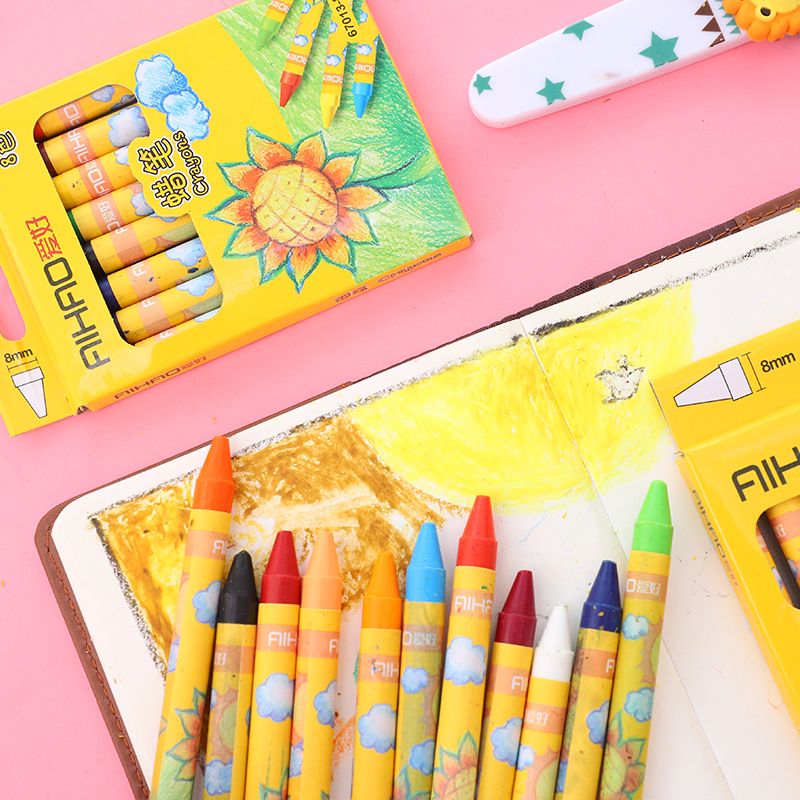8/12/24 Colors Hobby Oil Pastel Toddler Baby Paintbrush Children Crayon Safety Suit Color Paint Pen Sunflower Stationery Crayon