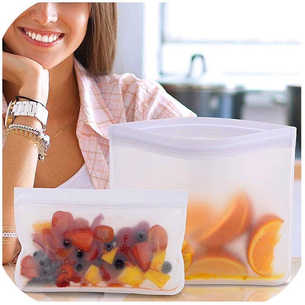 Silicone Food Storage Containers Leakproof Containers Reusable Stand Up Zip Shut Bag Cup Fresh Bag Food Storage Bag
