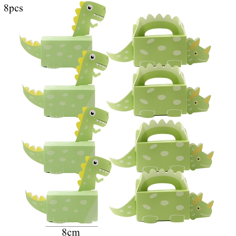 1 Juego de cajas de dulces de cartón con forma de torre de globos de dinosaurio rosa para niña, decoraciones para de feliz cumpleaños con temática de dinosaurio, suministro de: Caqui oscuro