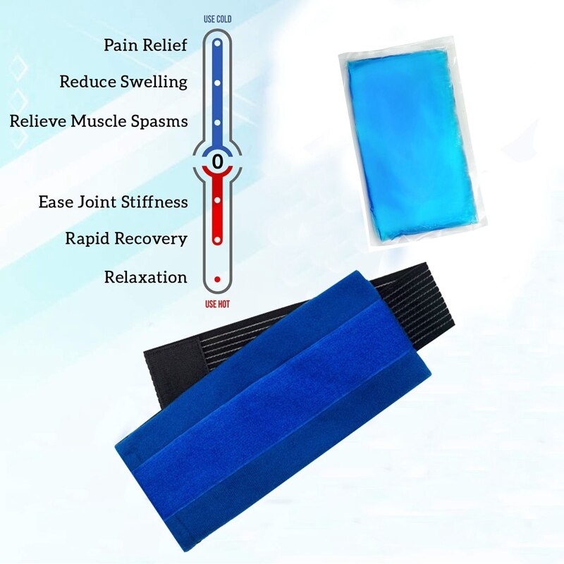 Reusable Hot/Cold Gel Pack For Back Pain, Muscle Injuries, Migraines - 22x13cm Rectangle, Blue, M Size