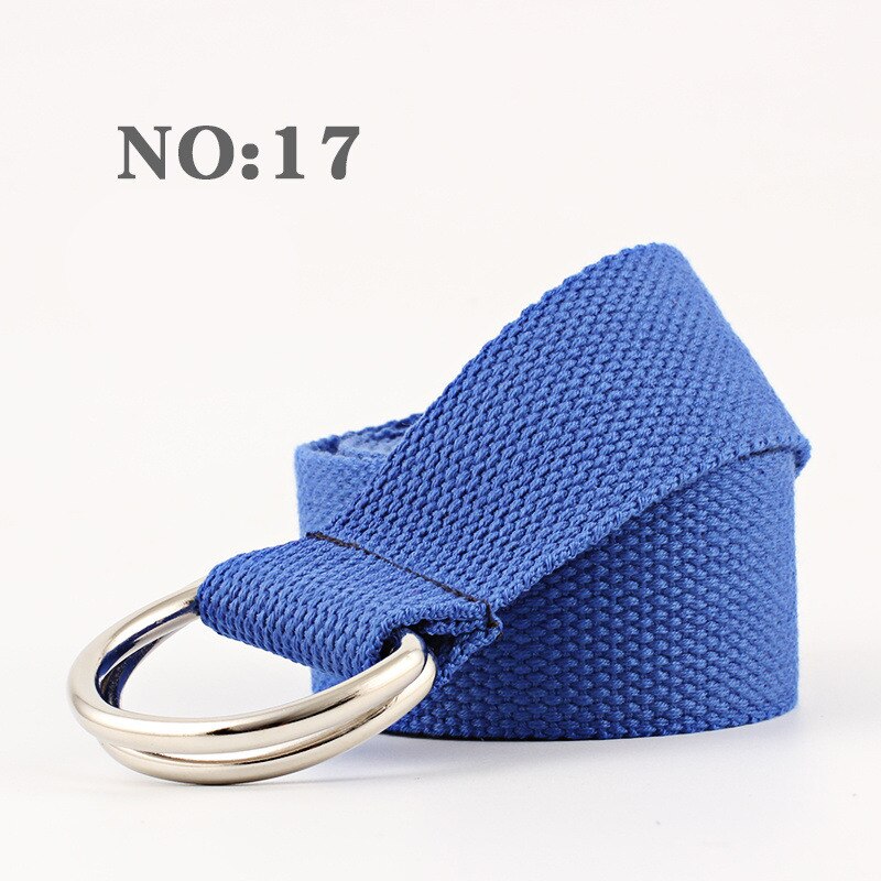 Frauen Neue Doppel Ring Leinwand Gürtel Streifen einfarbig Teenager Junge Mädchen Studenten Jeans Gürtel Lässig Band 125cm: Nein.17